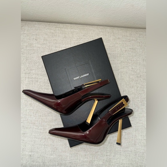 SAINT LAURENT LEE EMBELLISHED PATENT LEATHER SLINGBACK PUMP - Picture 6 of 16